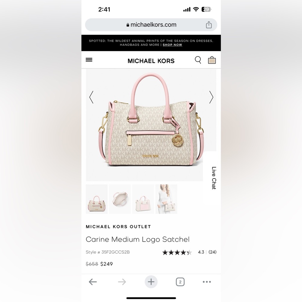 Authentic Micheal Kors handbag and matching wallet set